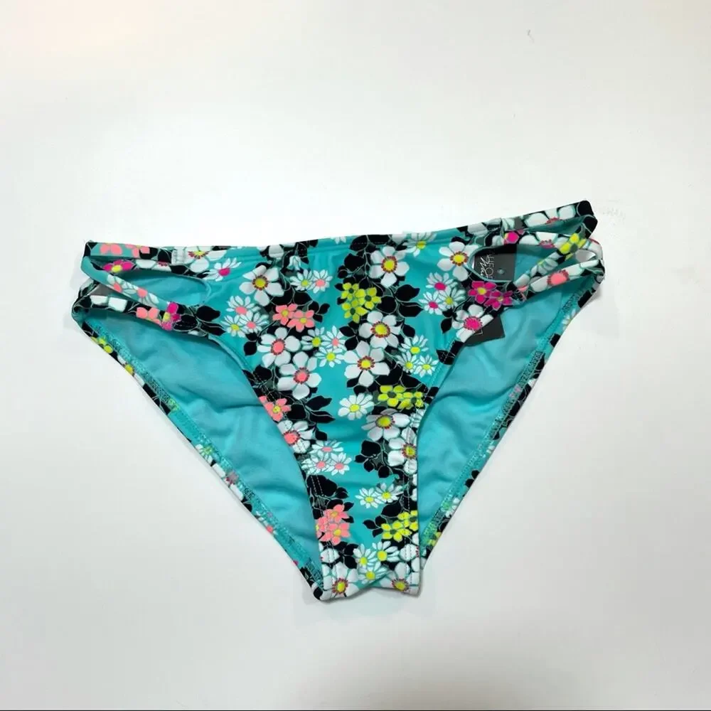 California Waves Floral Strappy bikini swim bottom